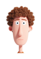 3d animated character with curly hair and large eyes png