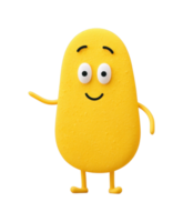 Smiling yellow animated character with one arm raised in greeting png