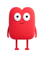 Red cartoon heart character with big eyes and simple features png