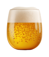 Close-up of a glass of refreshing beer with foamy head and bubbles png