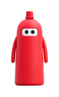 Red bottle-shaped robot with eyes and arms png