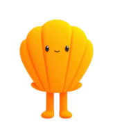 Cute smiling yellow seashell character with arms and legs png