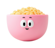 Cheerful cartoon bowl of cereal with smiling face png