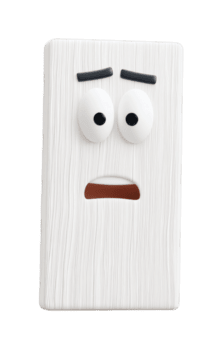 animado surpreso face em retangular objeto com elevado sobrancelhas e Largo olhos png