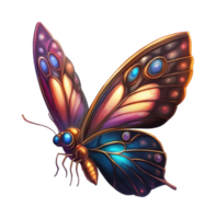 Vibrant multicolored butterfly with detailed patterns and glowing accents png