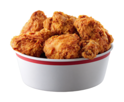 Delicious fried chicken pieces in a bucket png