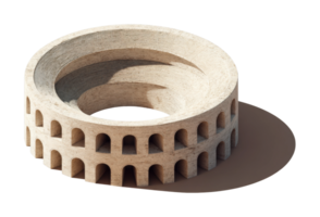 Ancient roman colosseum architectural structure with stone arches png