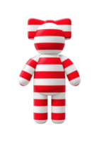 Striped red and white plush toy with bow png