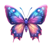 Vibrant multicolored butterfly with glowing wings and intricate patterns png