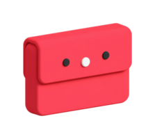 Red rectangular minimalist wallet with two black buttons and snap closure png