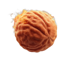 Flaming orange sphere with textured surface and fire elements png