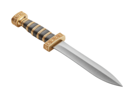 Ancient greek-inspired golden dagger with ornate handle design png