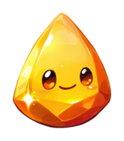Cute cartoon gem with happy expression and sparkling surface png