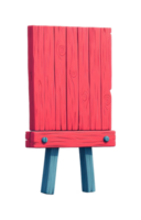 Pink wooden signboard with blue legs in cartoon style png