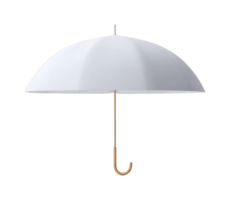 Classic white umbrella with wooden handle on black background png