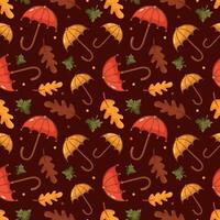 Colorful umbrellas and leaves pattern vector
