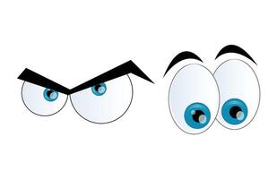 Cartoon Eyes with Eyebrows on White Background vector