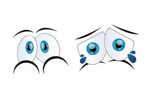 Set of Blue Cartoon Eyes with Different Expressions vector
