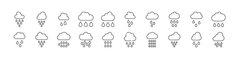 Pack of Weather Related Line Icons. Rain Outline Signs for Graphic and Web Design, Apps, Adverts, Various Cards vector