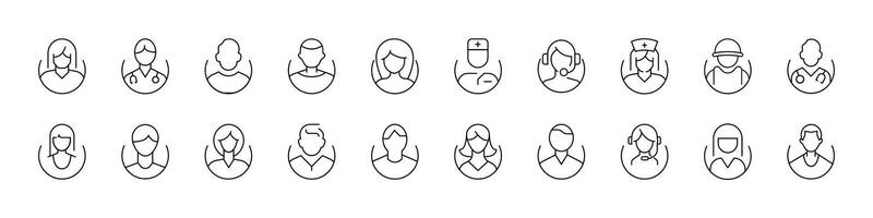 Various Avatars Line Icon Bundle. Outline Signs for Graphic and Web Design, Apps, Adverts, Various Cards vector