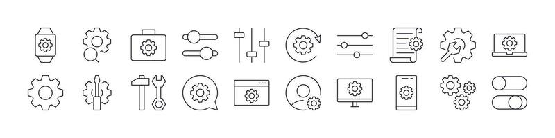Settings Pack of Thin Icons. Editable Stroke. Perfect for Web Sites, Books, Cards, Apps vector