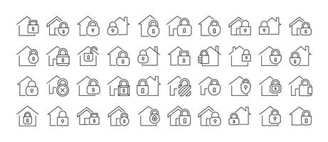 House and lock icons for security vector