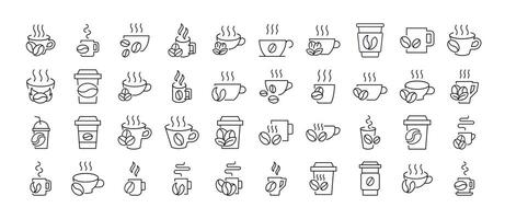 Collection of coffee cup and bean icons vector