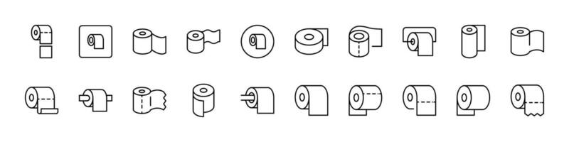 Toilet Paper Thin Icons Collection. Editable Stroke. Perfect for Web Sites, Books, Cards, Apps vector