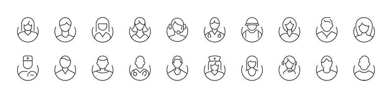 Various Avatars Line Icon Pack. Outline Signs for Graphic and Web Design, Apps, Adverts, Various Cards vector