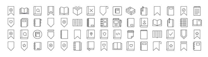 Minimalist book and note icons collection vector