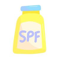 Brightly Colored Sunscreen Bottle with SPF Label vector