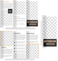 Tri fold wave brochure layout. Blue and white flyer. For design and print vector
