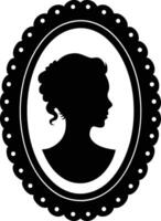 Elegant Silhouette Cameo of a Woman in Profile with Ornate Frame vector
