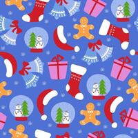 Colorful Christmas pattern with festive decorations vector