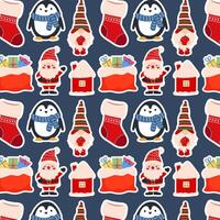 Christmas penguins and Santa pattern vector