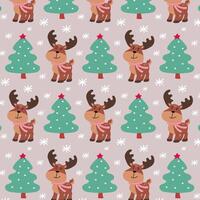 Reindeer pattern with Christmas trees vector