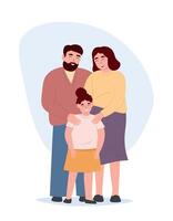 Happy family together, taking care of the child. Mom and dad with their daughter. flat graphics. vector