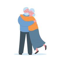 An elderly couple is happy, enjoying life. Old people hug, love each other. graphics. vector