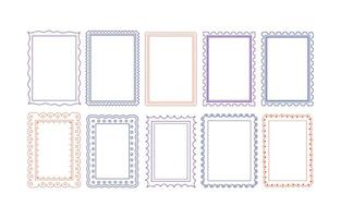 Trendy border collection with geometric patterns and curved vector