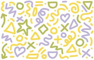 Fun colorful line doodle seamless pattern background with minimalist style art vector