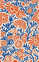 Floral pattern in blue and orange vector