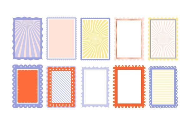 Trendy border collection with geometric patterns and curved shapes
