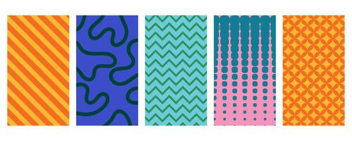 trendy collection of textured backgrounds with colorful simple and fun repeating patterns vector