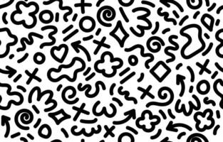 trendy hand drawn seamless pattern with black and white line concept vector