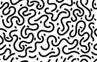 trendy hand drawn seamless pattern with black and white wave line concept vector