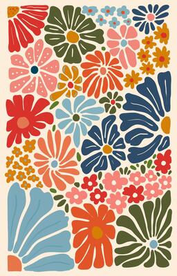 trendy bohemian flowers decoration background with retro concept