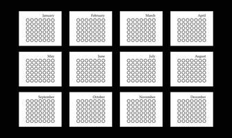 Classic black and white habit tracker. minimalistic yearly for one habit vector