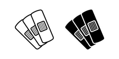 Bandage icon set. A collection of adhesive bandage illustrations in outline and glyph style. A simple medical icon for website or app design. vector