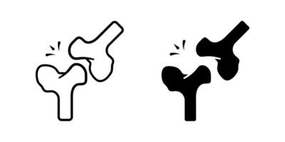 Bone icon set. Simple line art illustration of a broken bone. Medical themed, representing injury or fracture. vector