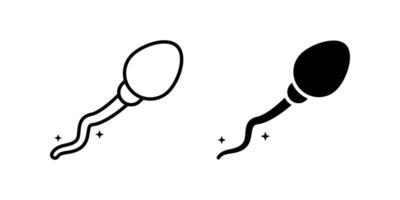 Sperm icon set. Line art illustration of germ cell with black and white colors, simple design for medical or science purpose. vector